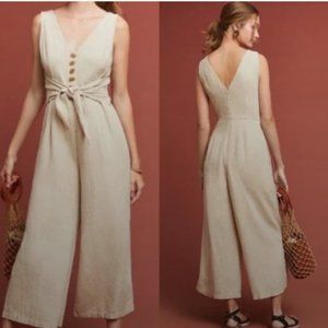 Oatmeal Maeve by Anthropologie Sleeveless Cropped Wide Leg Jumpsuit Size 0